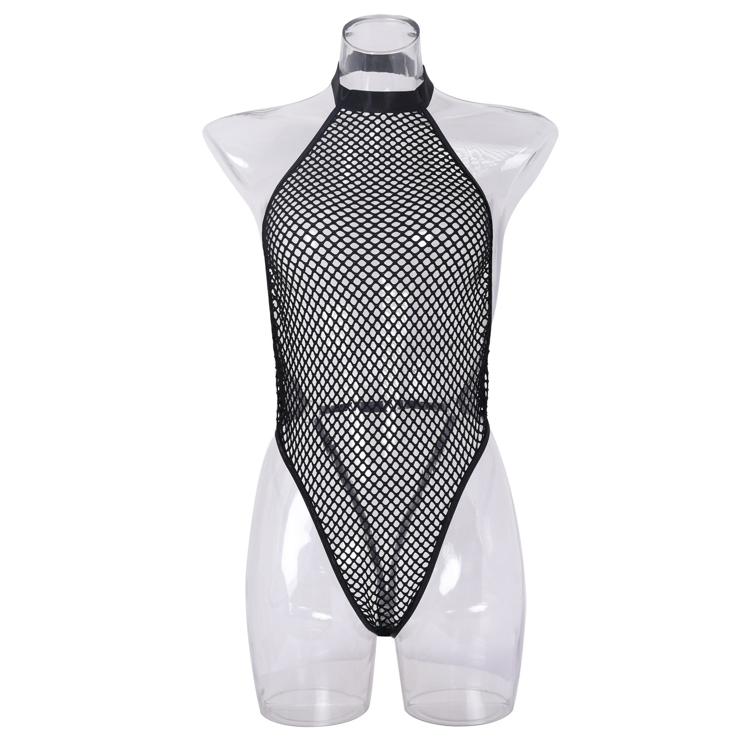 Erotic Backless Fishnet Bodysuit with Handcuffs