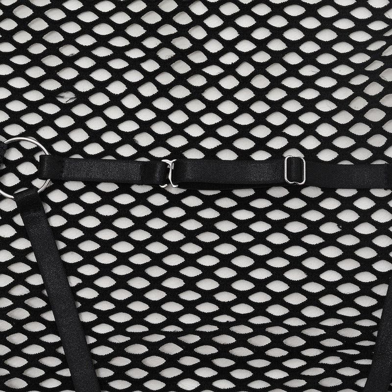 Erotic Backless Fishnet Bodysuit with Handcuffs