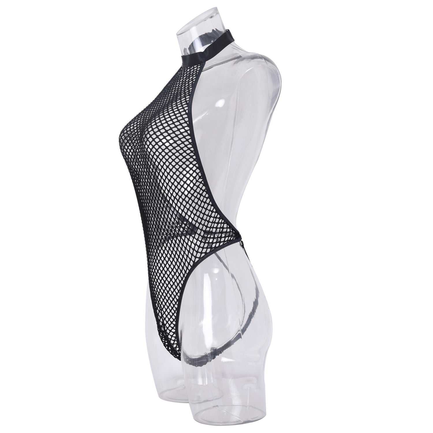 Erotic Backless Fishnet Bodysuit with Handcuffs