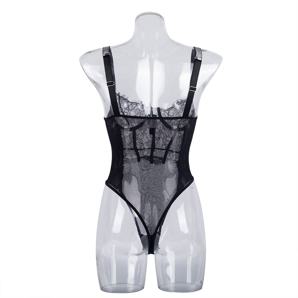 Elegant Glitter Ultra-Thin Mesh Bodysuit