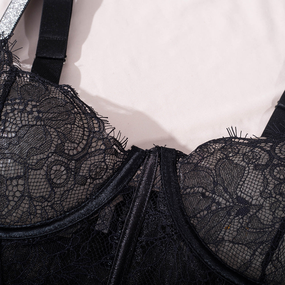 Elegant Glitter Ultra-Thin Mesh Bodysuit