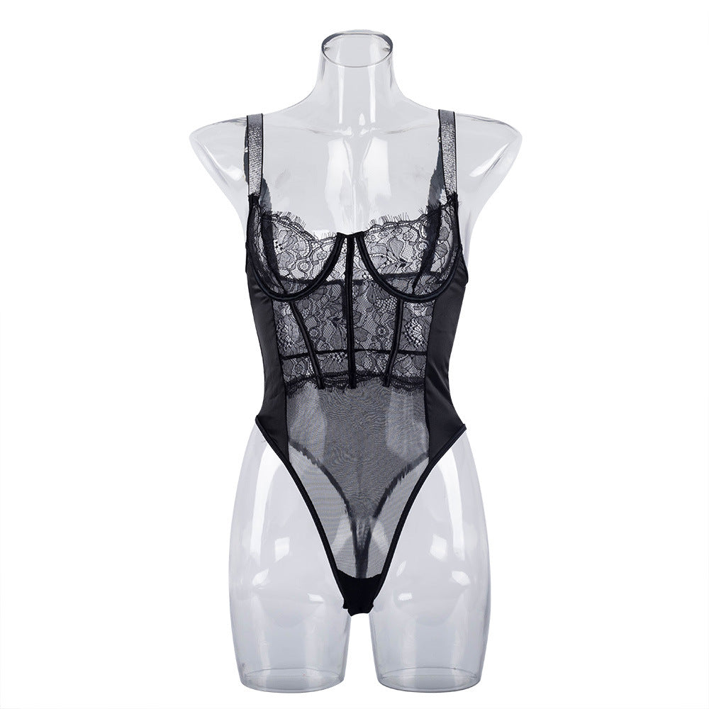 Elegant Glitter Ultra-Thin Mesh Bodysuit