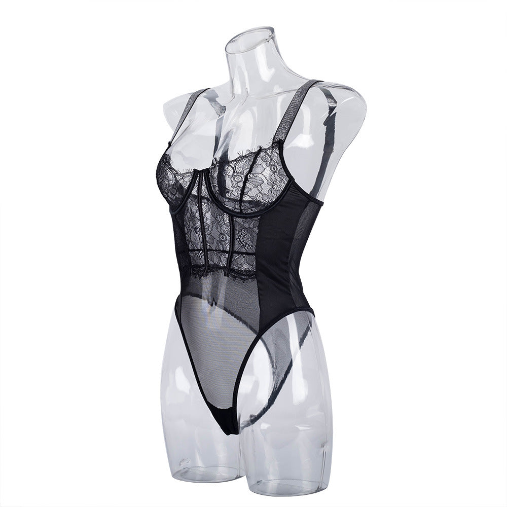 Elegant Glitter Ultra-Thin Mesh Bodysuit