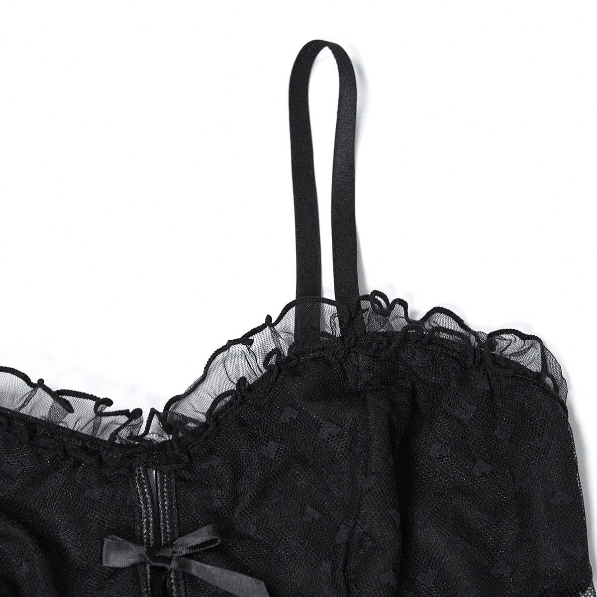 Elegant Love-Spotted Mesh Bodysuit