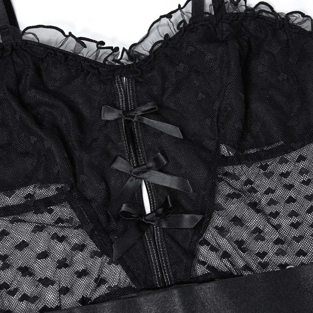 Elegant Love-Spotted Mesh Bodysuit