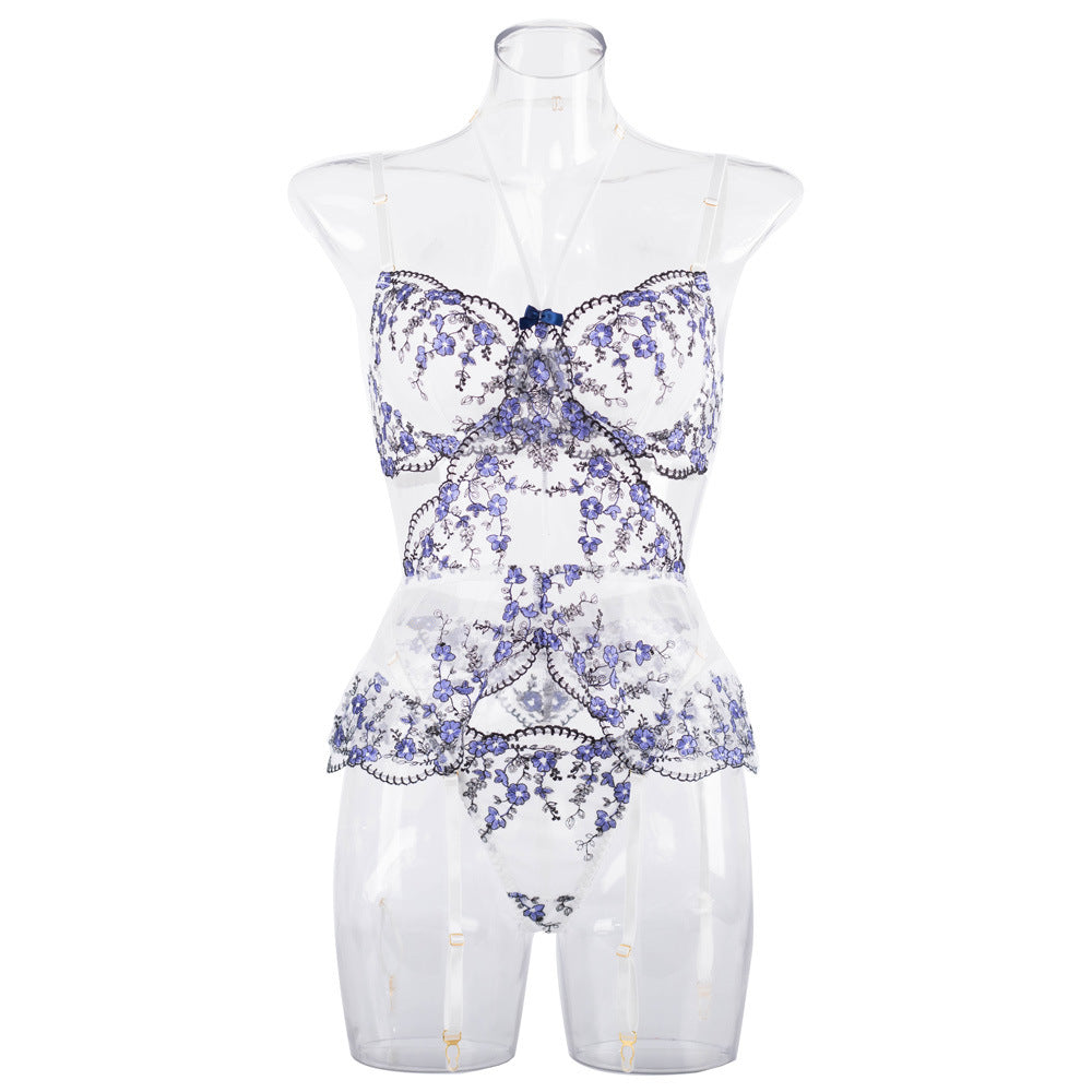 Blue Flower Bustier Set
