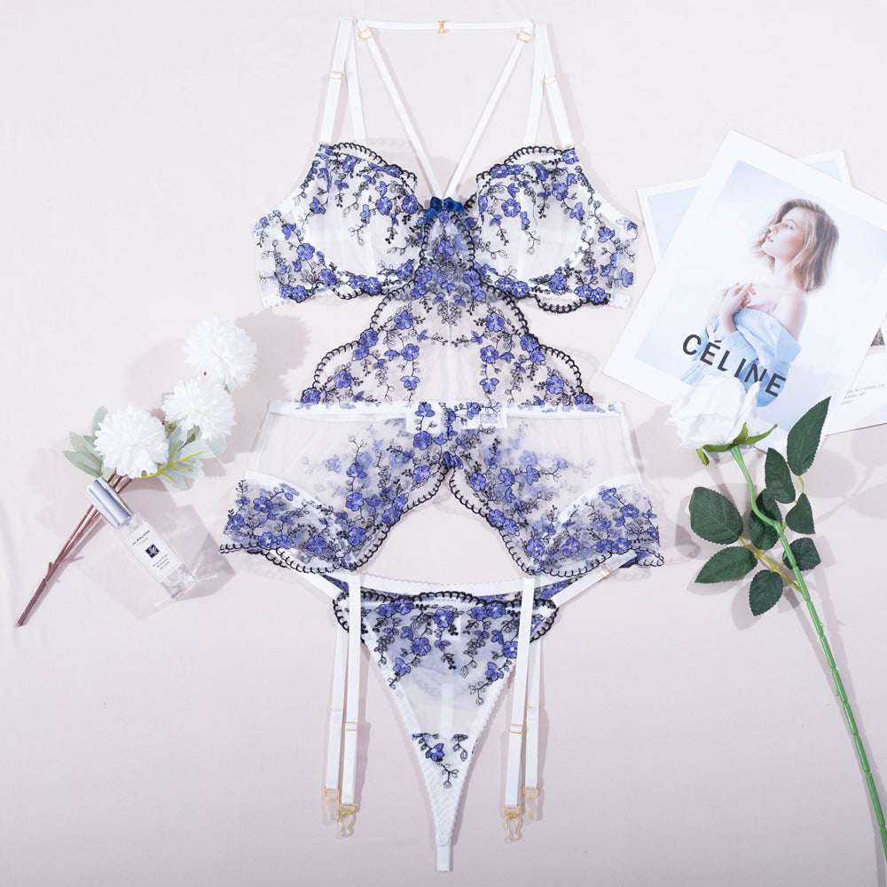 Blue Flower Bustier Set