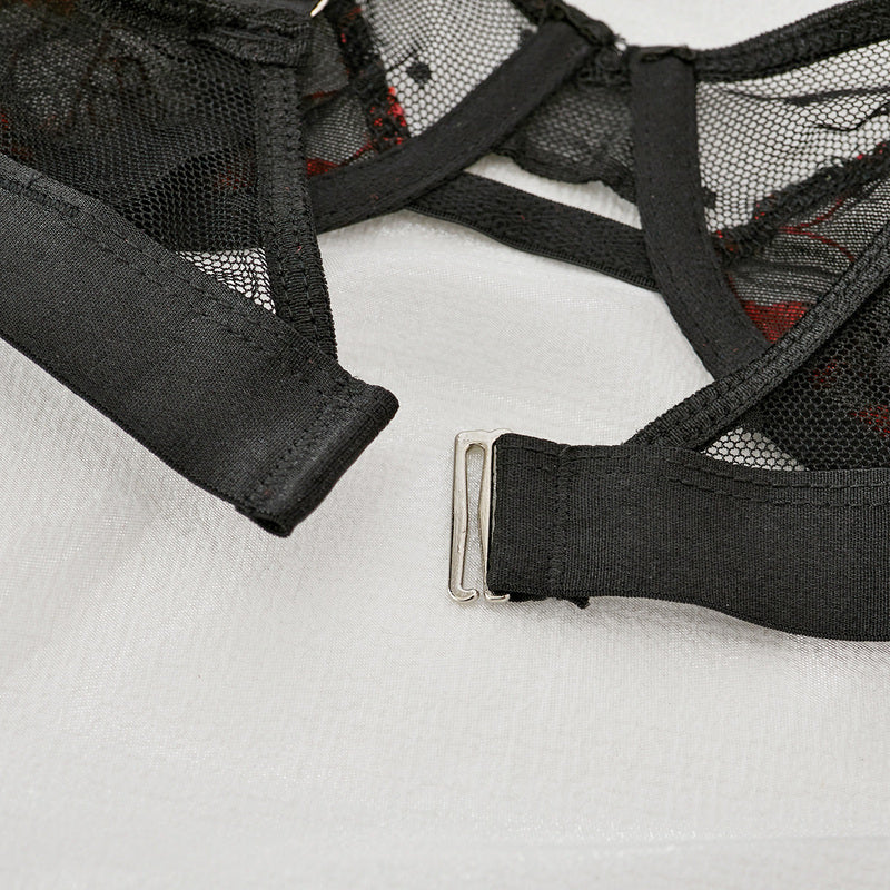 Ruby-Red Floral Lingerie