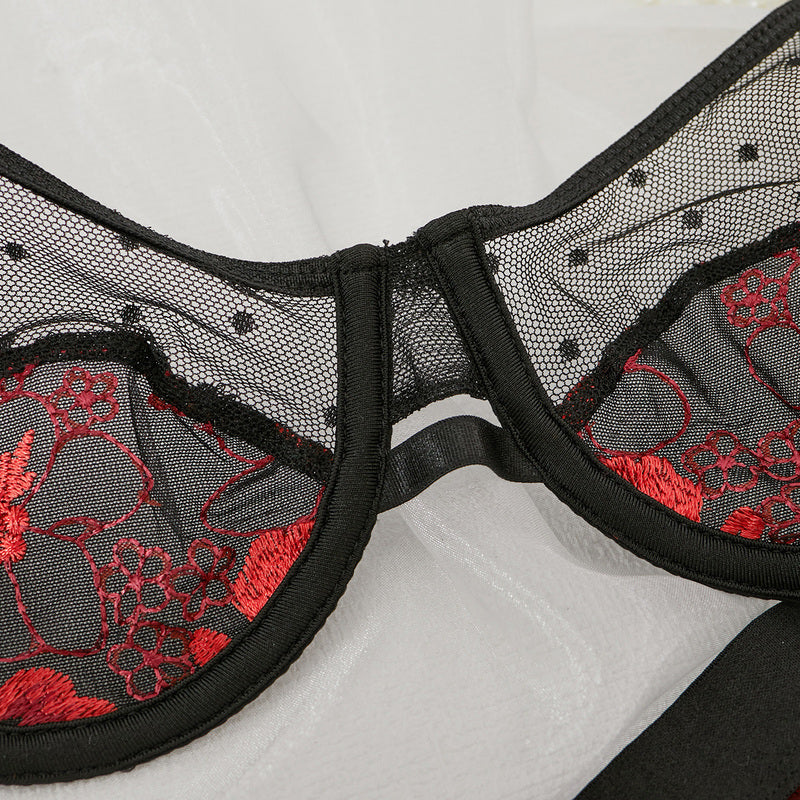 Ruby-Red Floral Lingerie