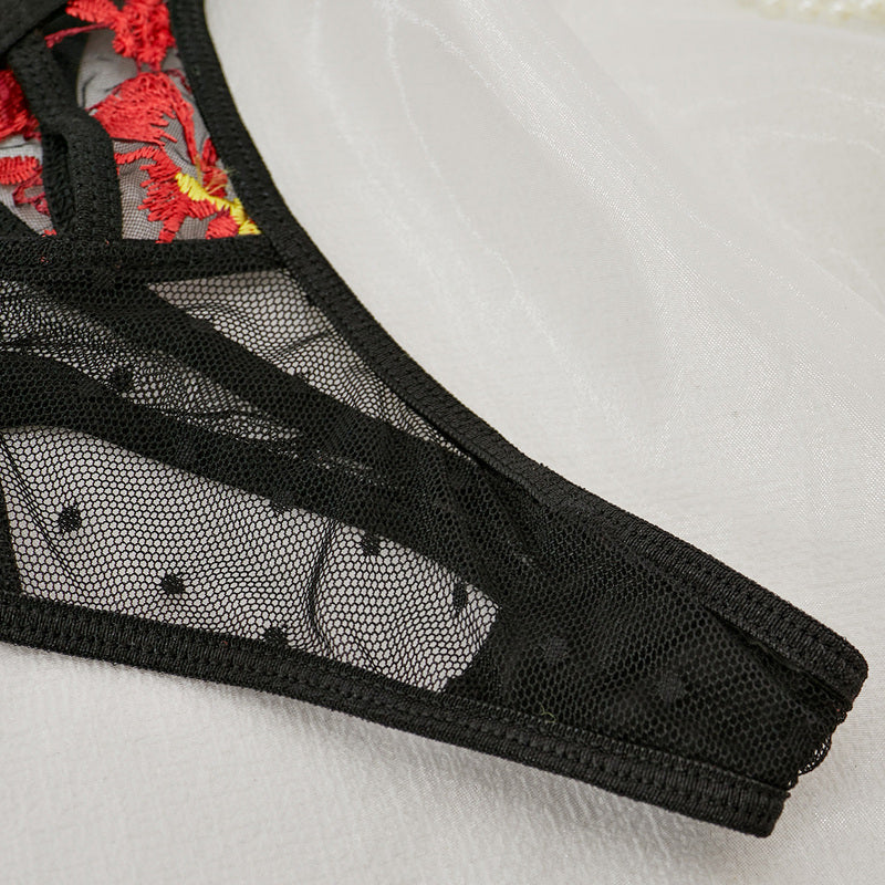 Ruby-Red Floral Lingerie