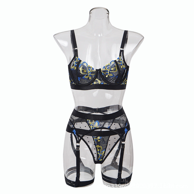 Midnight Blossom Floral Lingerie