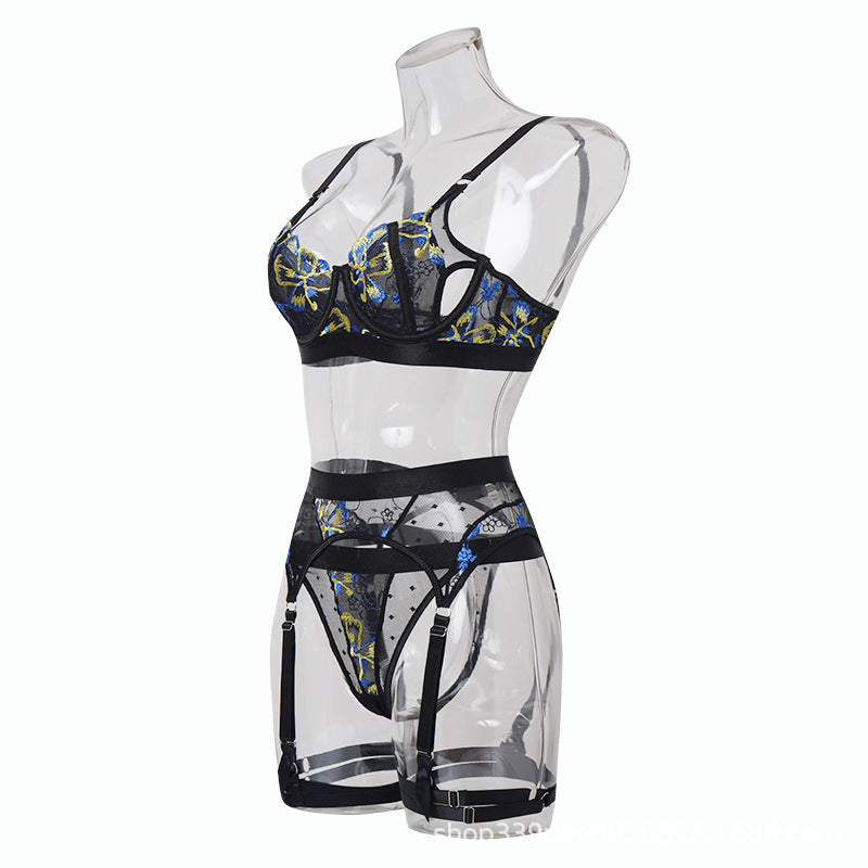 Midnight Blossom Floral Lingerie