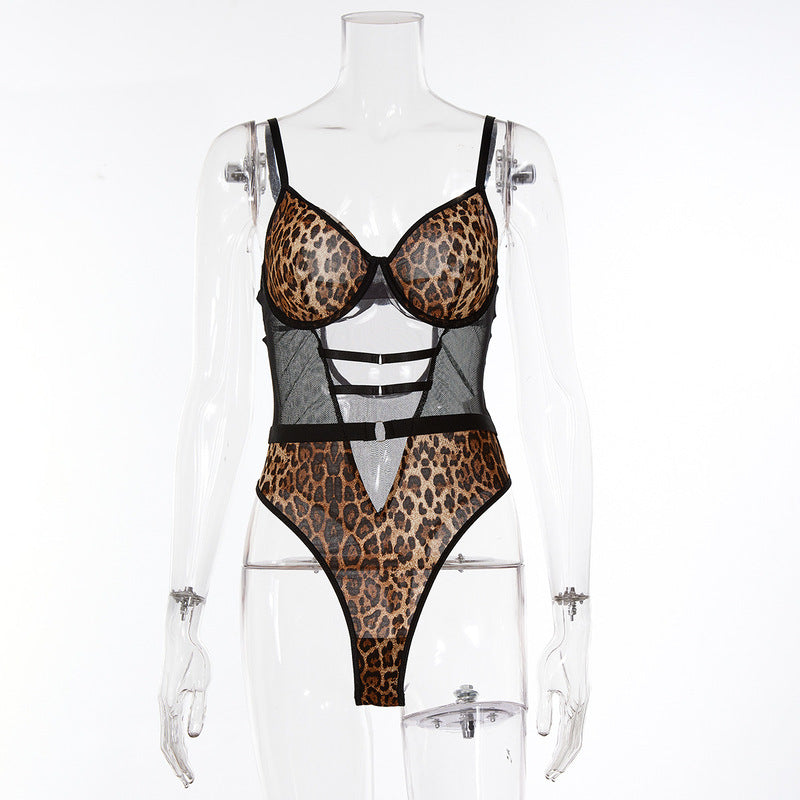 Perspective Leopard Print Bodysuit