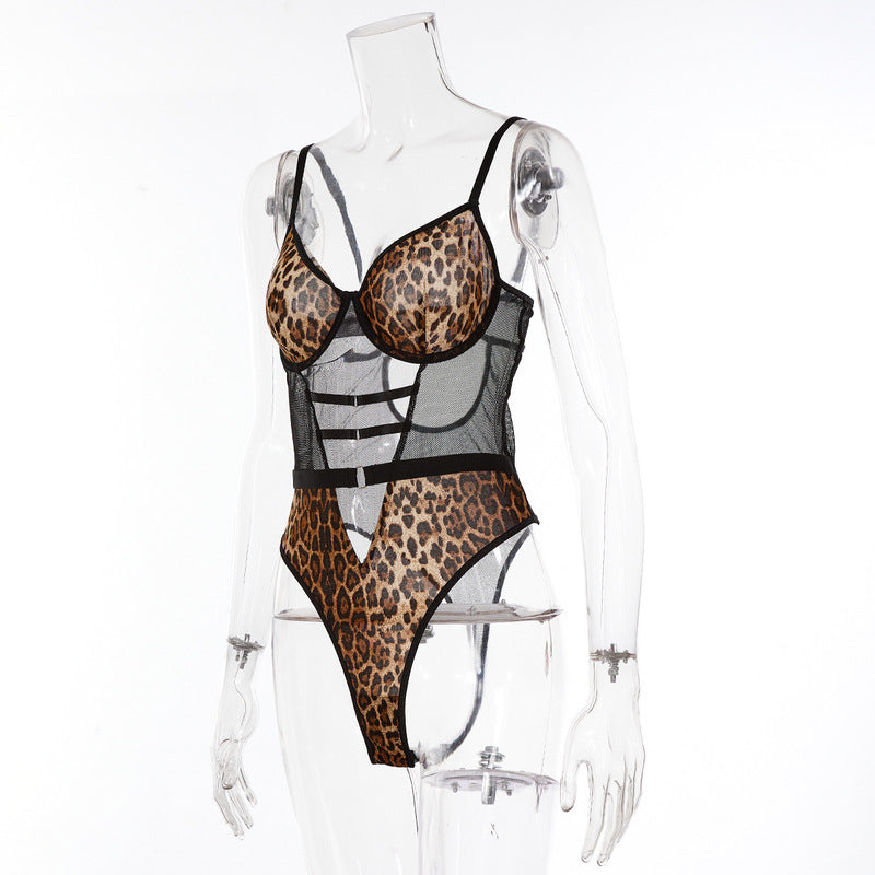 Perspective Leopard Print Bodysuit