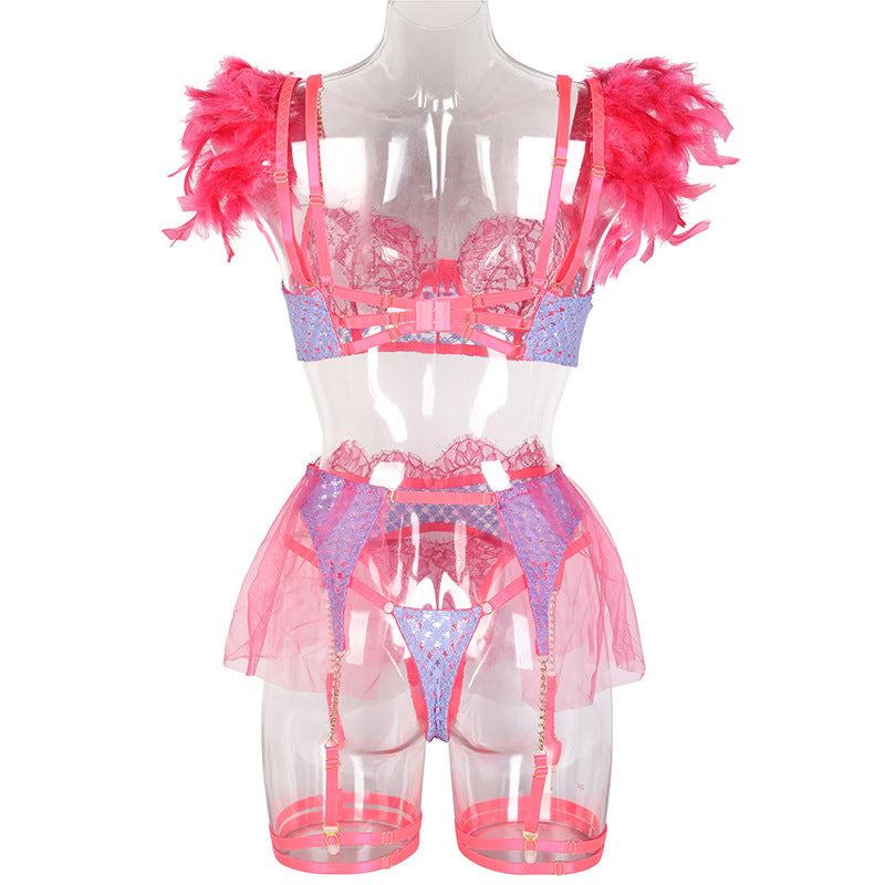 Extravagant Feathered Bra & Panty Set