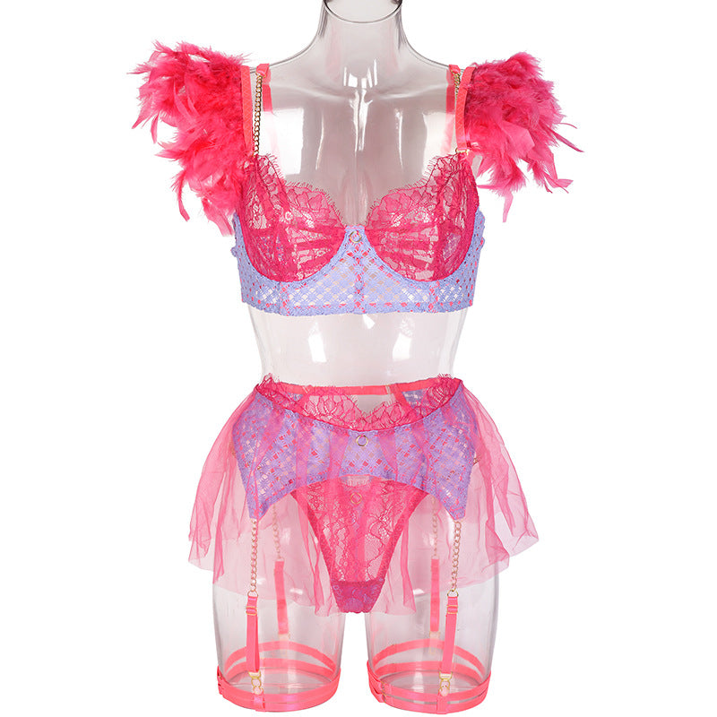 Extravagant Feathered Bra & Panty Set