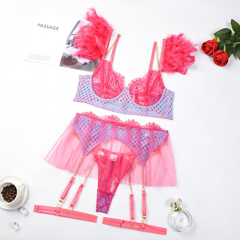 Extravagant Feathered Bra & Panty Set