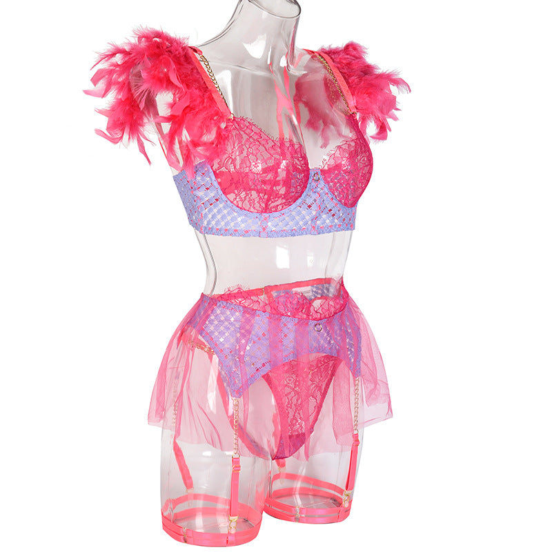 Extravagant Feathered Bra & Panty Set