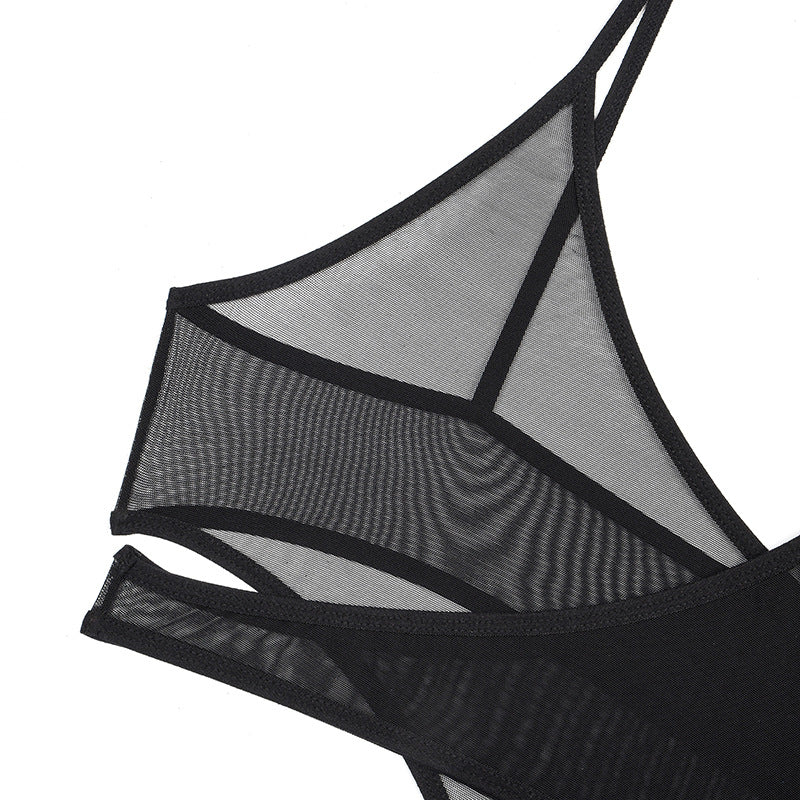 Designer's One-Shoulder Mesh Bodysuit