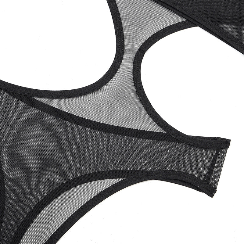 Designer's One-Shoulder Mesh Bodysuit