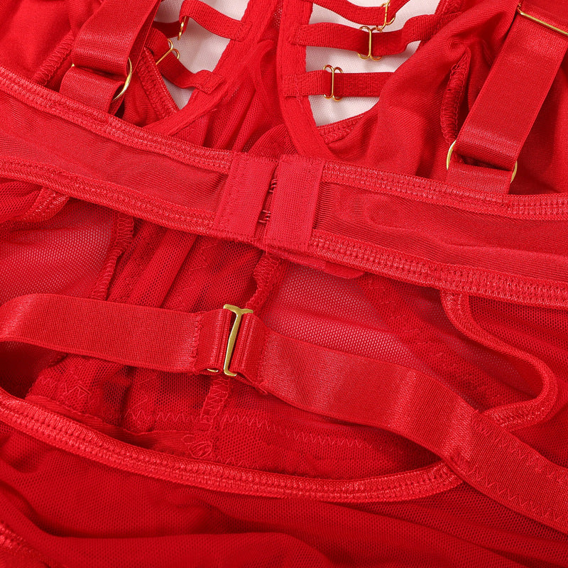 Perspective Mesh Strappy Bodysuit