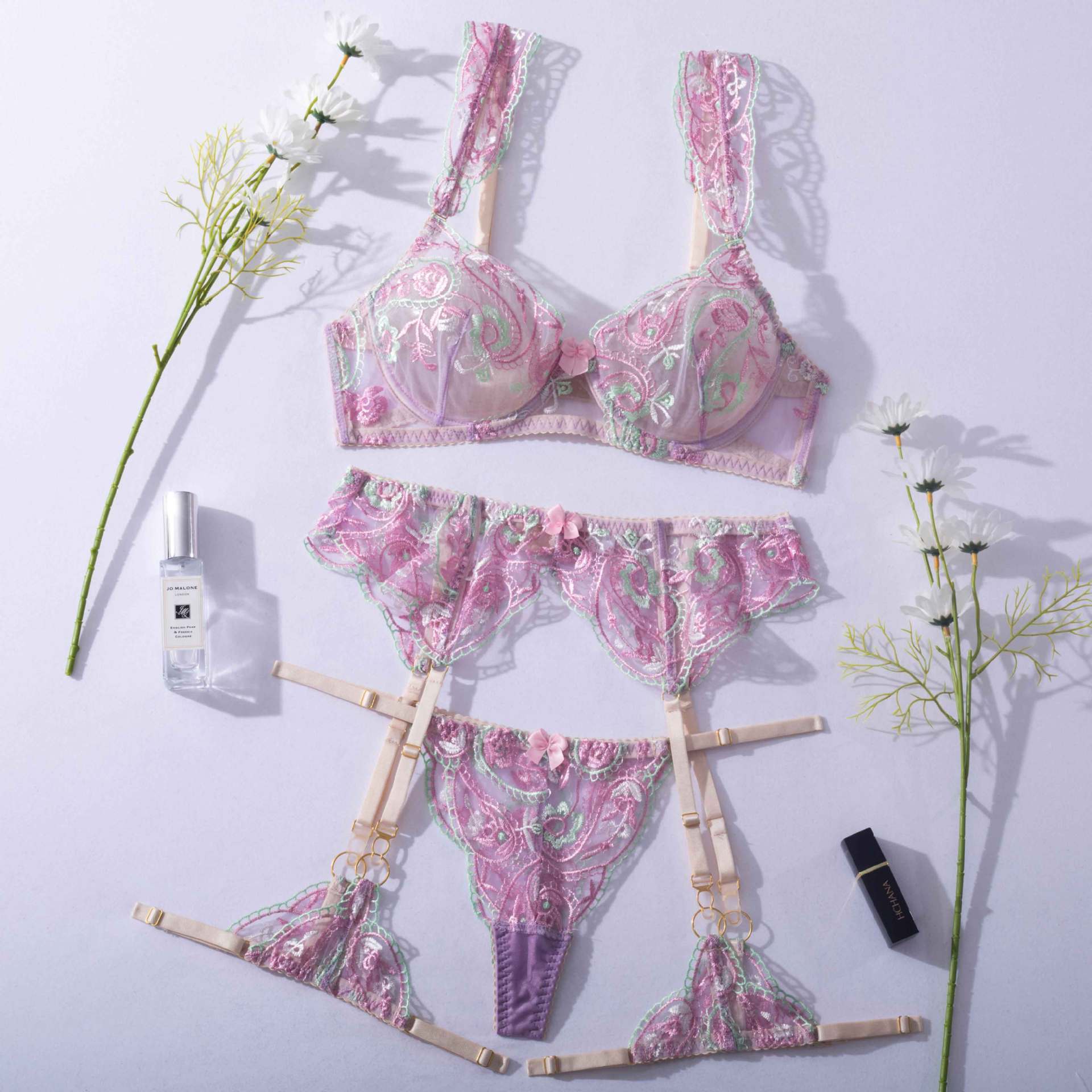 Dazzling Bloom Embroidered Lingerie