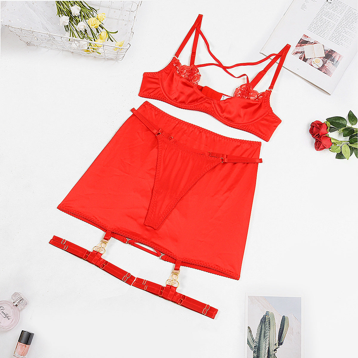 Ultimate Red Velvet Lingerie Set