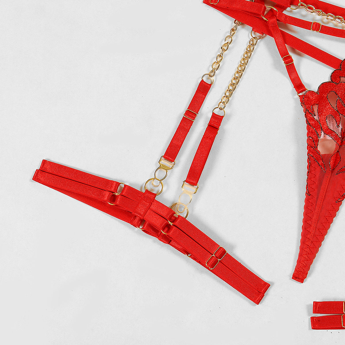 Flame Chained Embroidered Bra Set