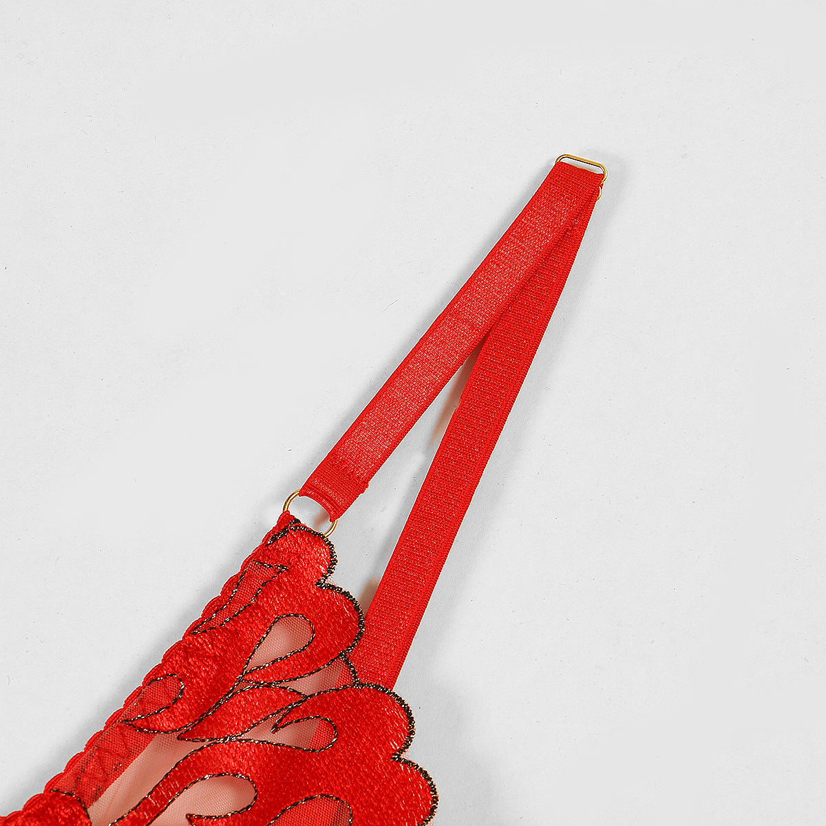 Flame Chained Embroidered Bra Set