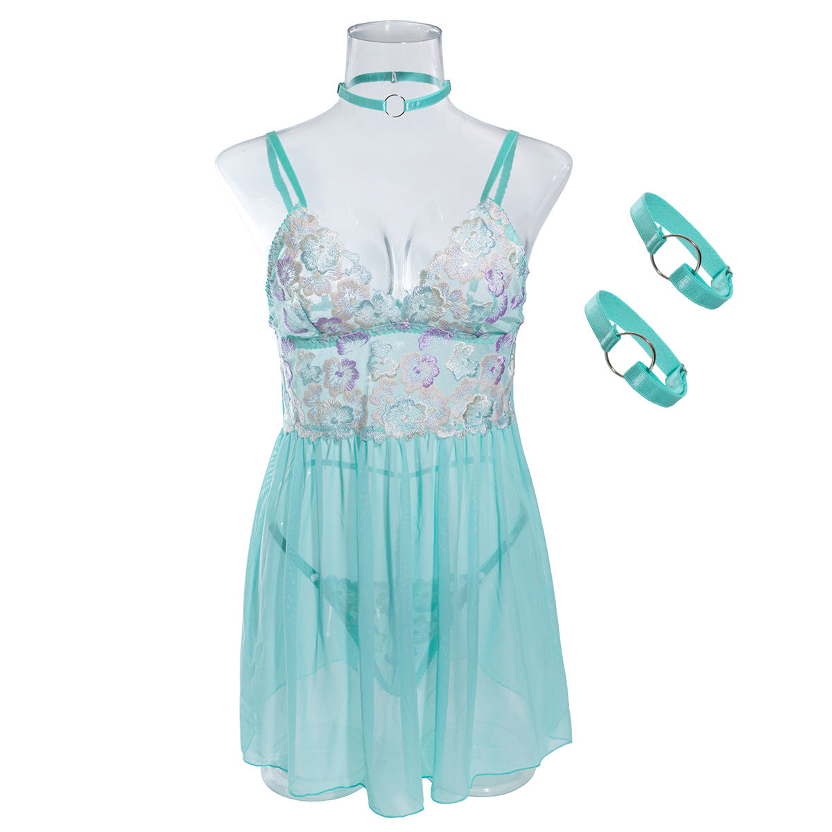 Aqua Floral Babydoll