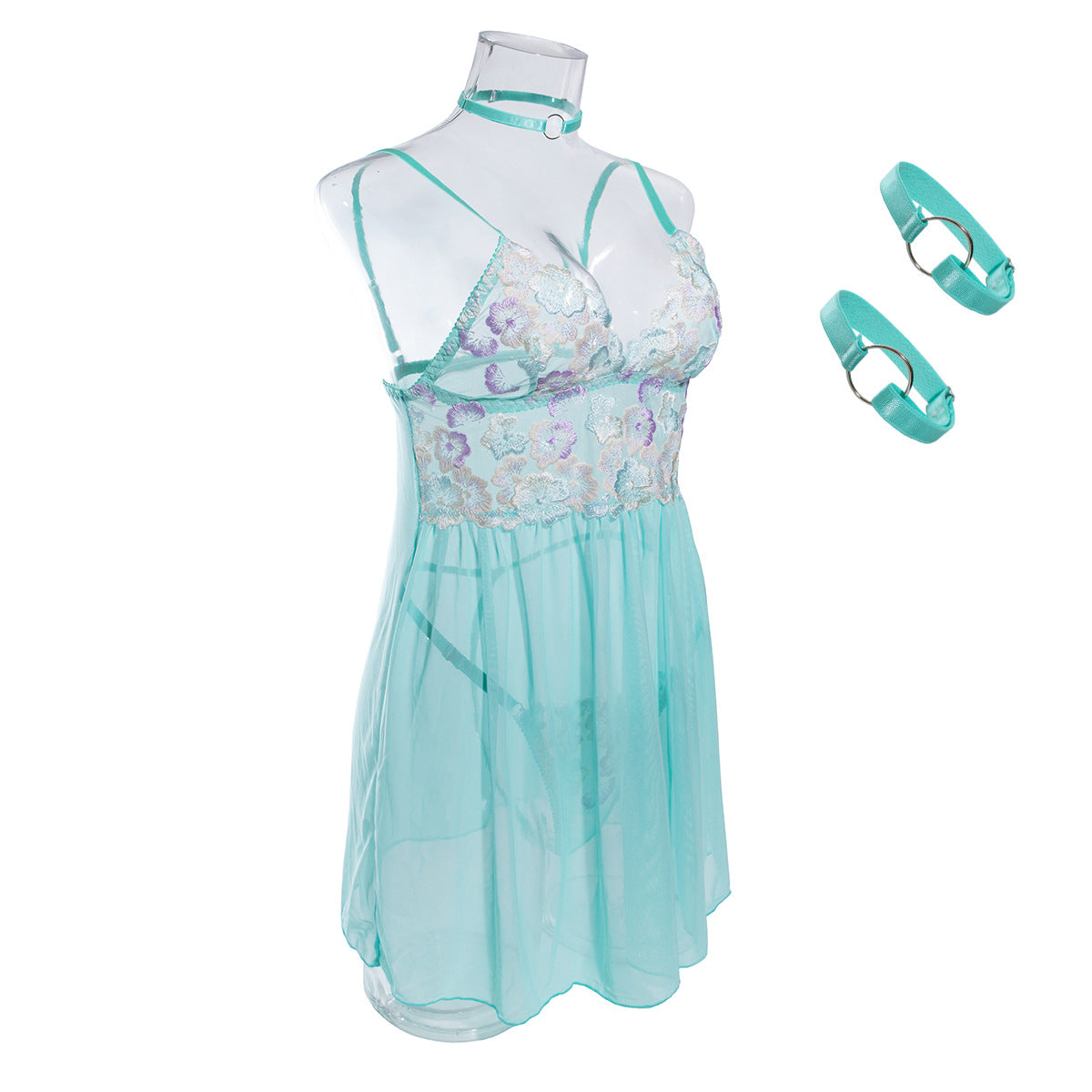 Aqua Floral Babydoll