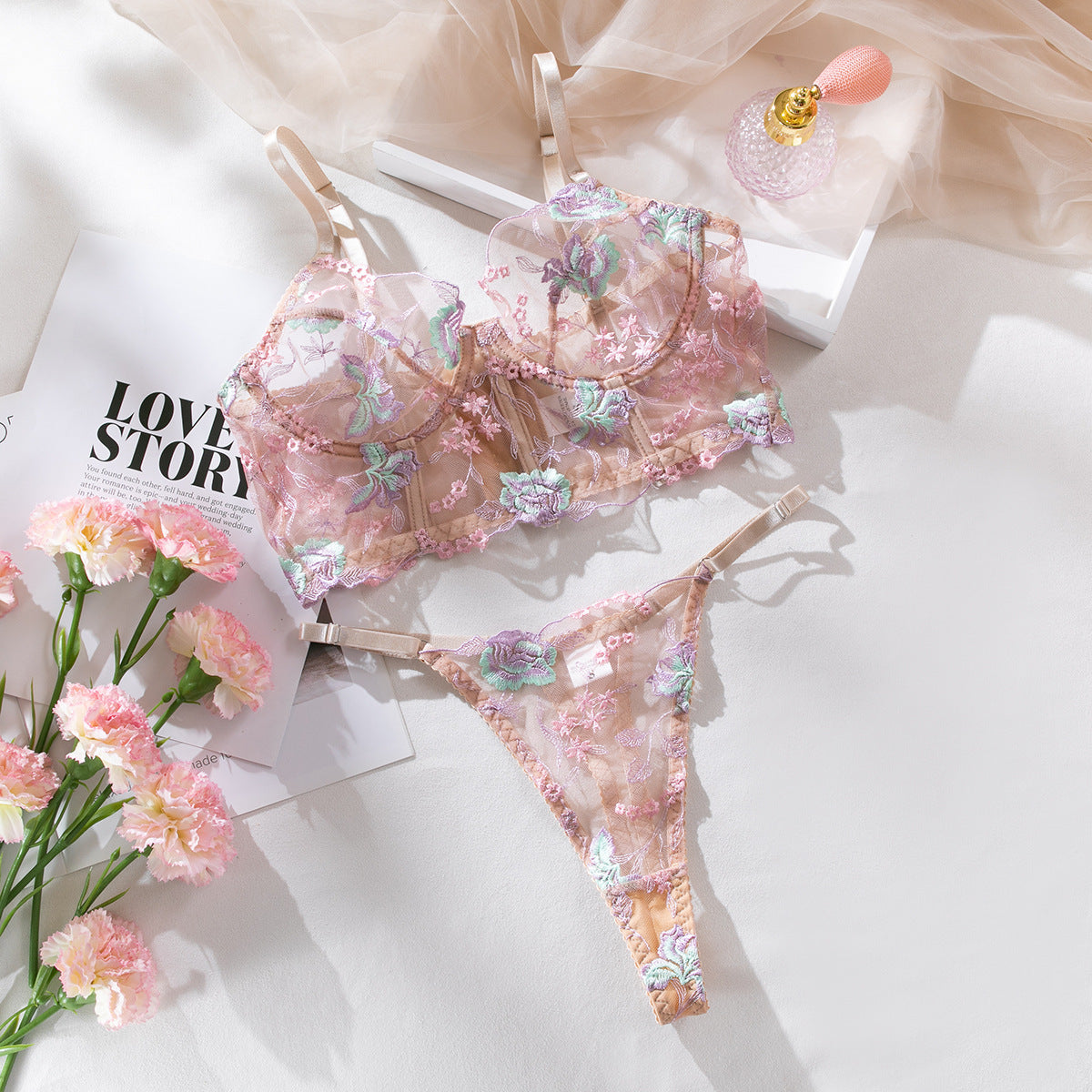 Luxury Floral Bustier Corset Set